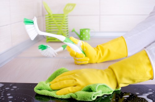 A tidy kitchen and bathroom maintained through regular cleaning in W4